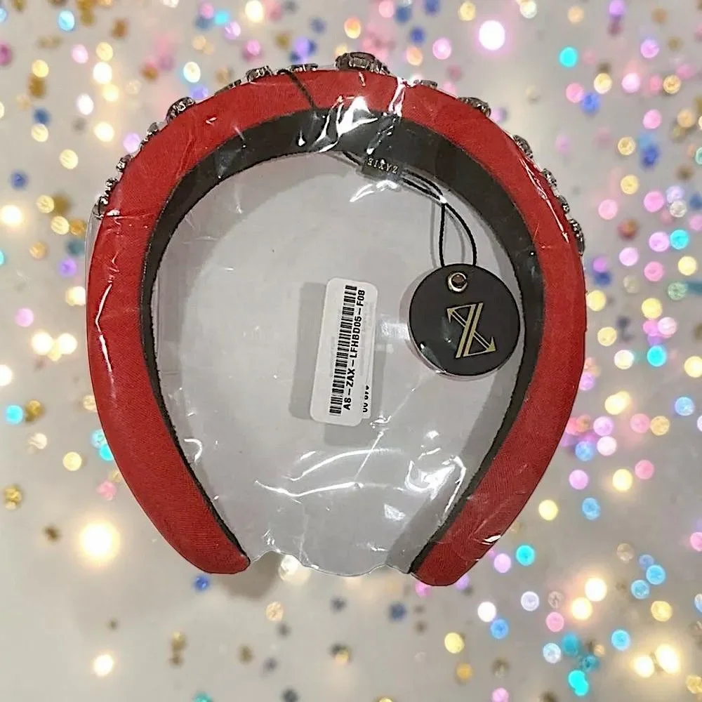 ZAXIE by Stefanie Taylor - Padded Jewel Headband - RED MSRP $48